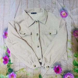 SHEIN Light Tan Corduroy Utility Jacket